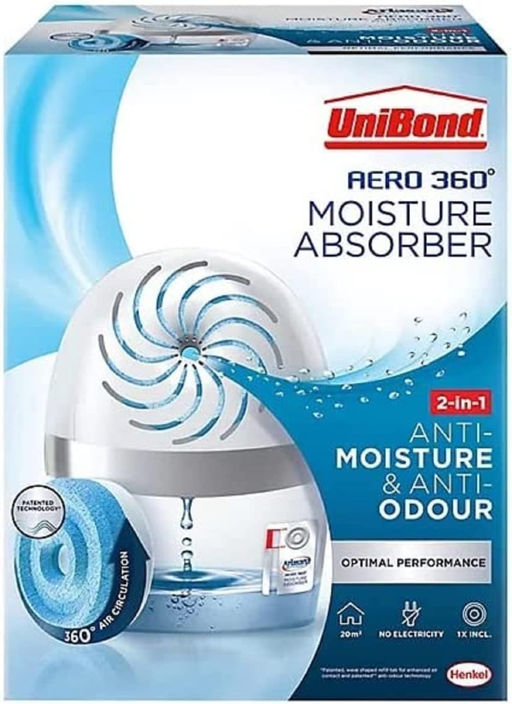 UniBond AERO 360º Pure Moisture Absorber | Ultra-Absorbent Dehumidifier, Helps to Prevent Condensation, Mould & Musty Smells, Refillable Condensation Absorber (1 Device + 1 Refiils) (1 Pack)-image-4