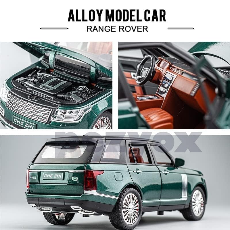Image of 1 /24 Big Range Rover REFENDER Toy Car Metal Pull Back Diecast Car with Openable Door and Sound Light, Gifts Toys for Kids (Green)