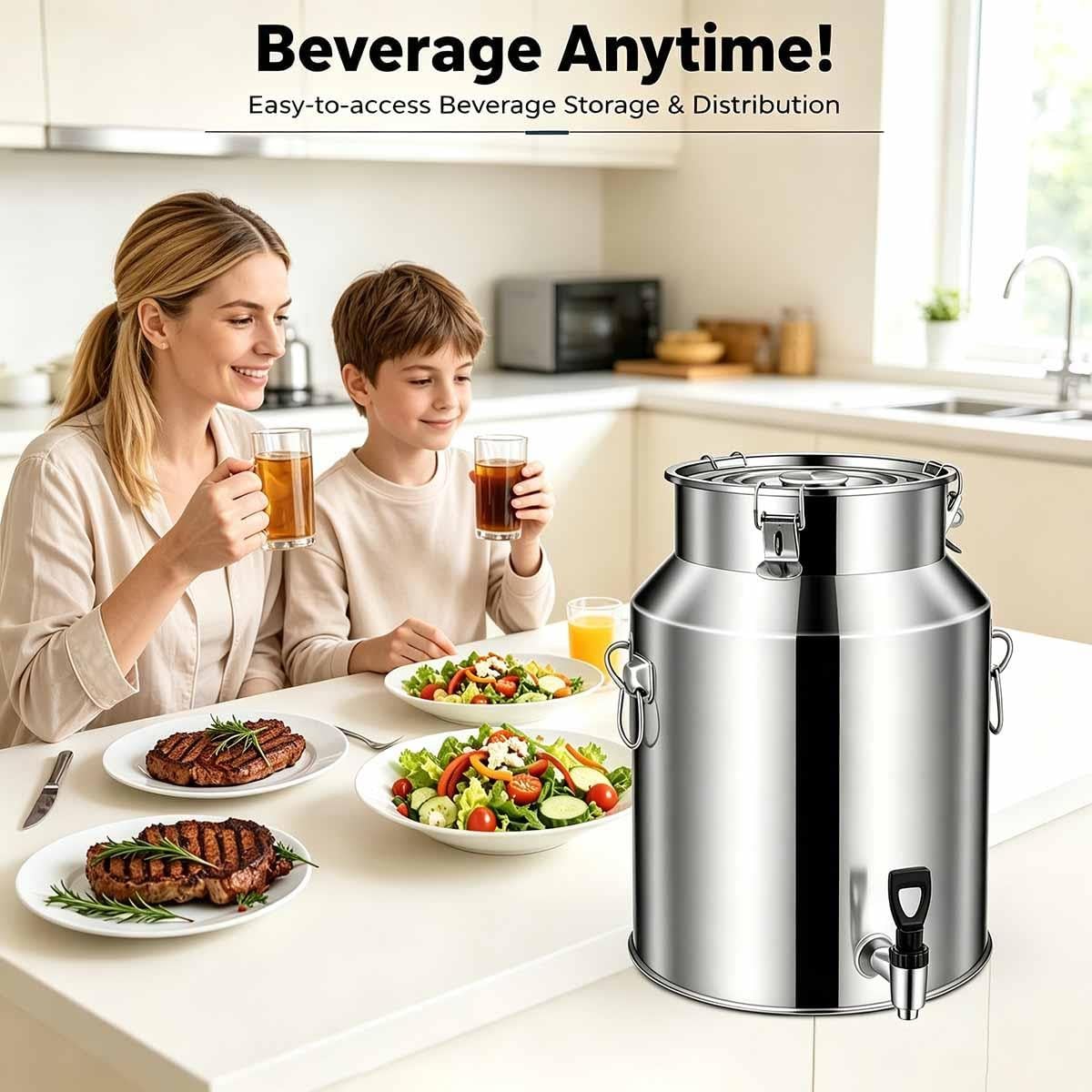 Bidon À Lait Inox 304,Seau Alimentaire Avec Robinet Et Couvercle Hermétique