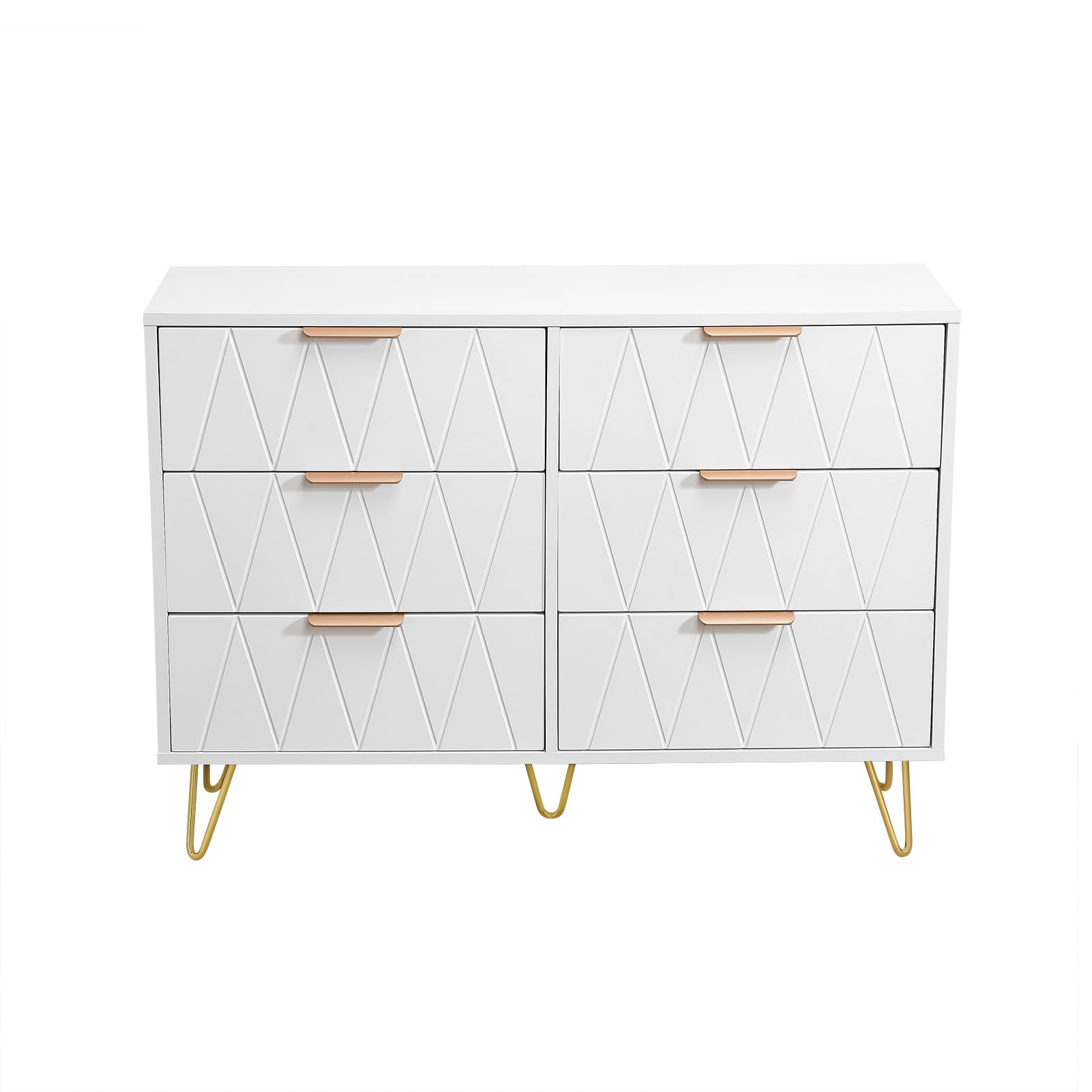 Commode 6 Tiroirs 100cm, Commode pour Chambre à Coucher, Enfant, Salon ou Couloir, Moderne Tiroirs Meuble de Rangement, 100x34x72.5 cm, Blanc