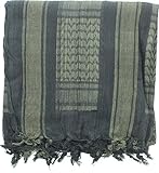 100% Cotton Shemagh Tactical Desert Keffiyeh Scarf (Black & Olive Drab)