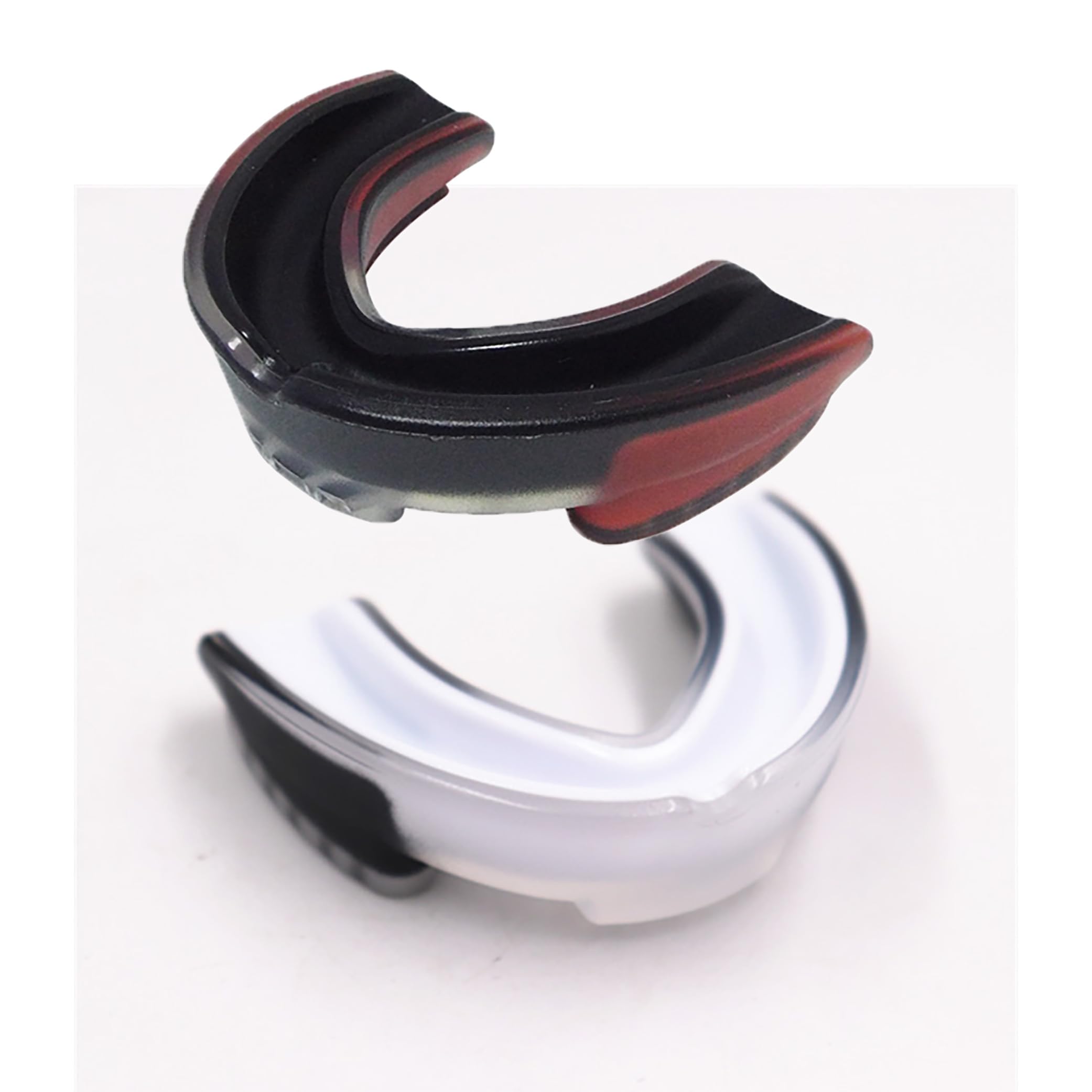 ALMEKAQUZ Sports Mouthguard for Soccer,Basketball, Lacrosse, Field Hockey, Mixed Martial Arts, Boxing, Jiu-Jitsu, Breathable Mouthguard for Adults and Teens (White/Black + Black/Red)