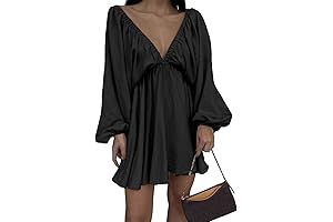 2024 Puff Sleeve V-Neck Mini Dress
