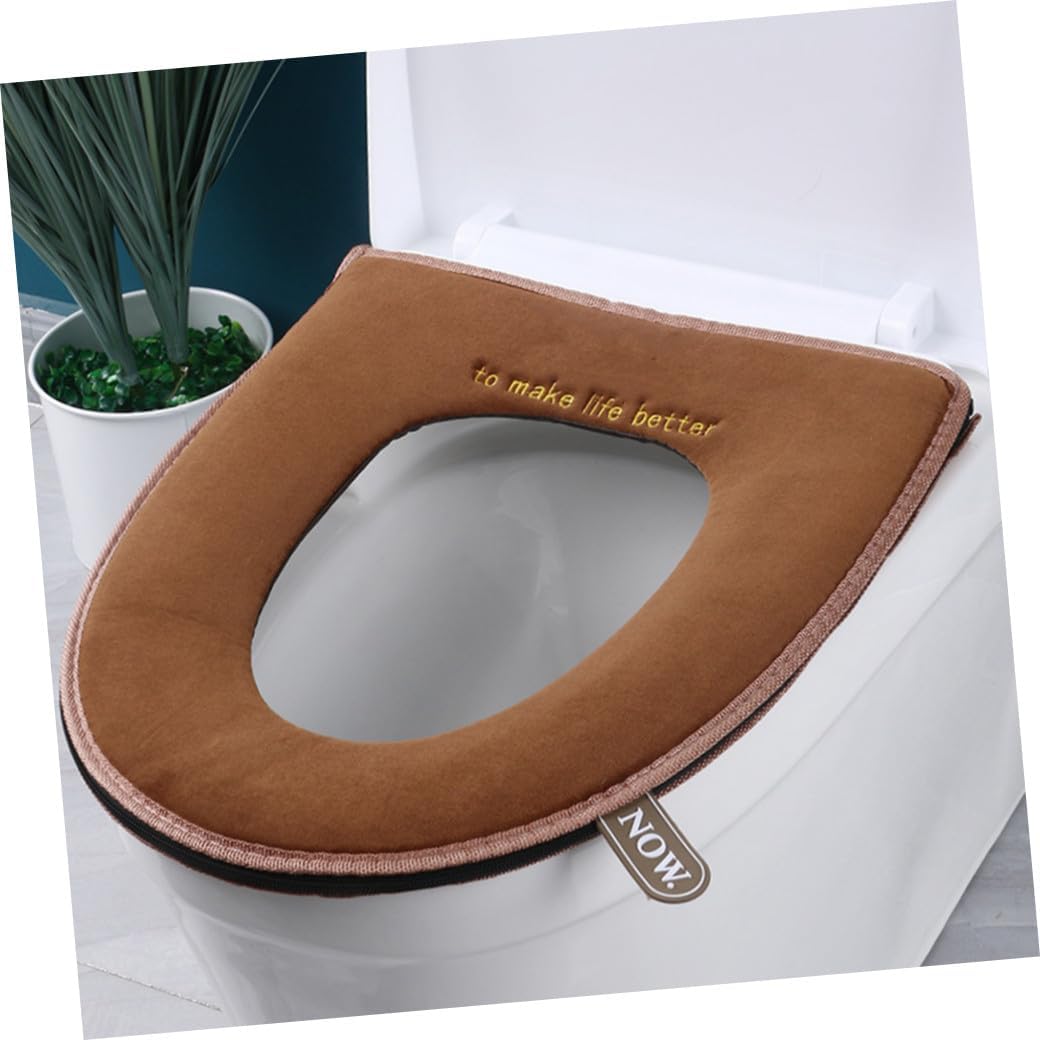 2pcs Warm Flushable Toilet Seat Covers Elongated Seat Covers Cushion Easy Wash Comfortable Pad Modern Bathroom Decor Random Color