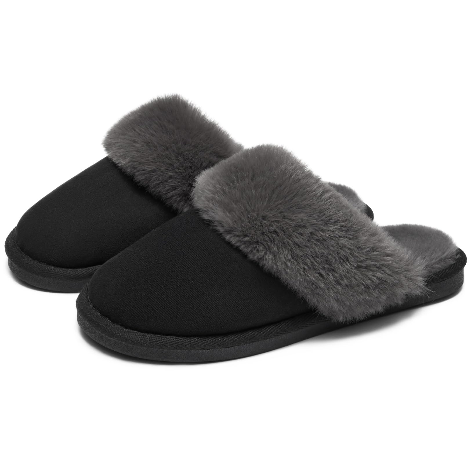 Misolin Damen Herren Hausschuhe Winter Warme Faux Pelz Slippers Weiche Flache Plüsch Pantoffeln Rutschfeste Outdoor/Indoor - mit super Qualität