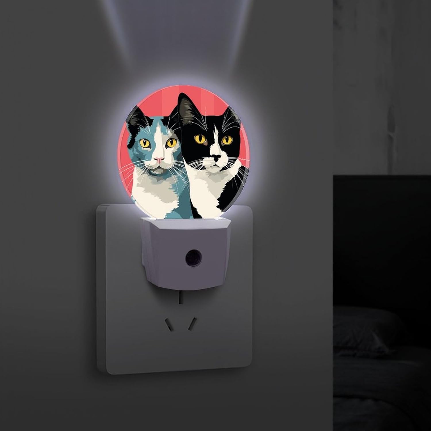 Black and White Cat Plug-in LED Nightlight Wall Night Light image 4