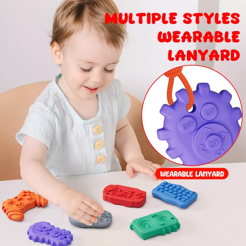 AYNKH – Lot De 12 Pierres Sensorielles Anti-stress Texturées – Jouet Tactile Pour Enfants Autistes Et Adultes – Couleurs Vives