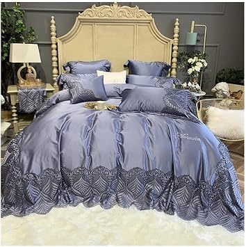 4-piece bed sheet set Luxury Lace Embroidery Border Duvet Cover Set 4Pcs Soft Skin-friendly 1000TC Egyptian Cotton Bedding Sheet Pillowcase Sets  Queen Size 4pcs