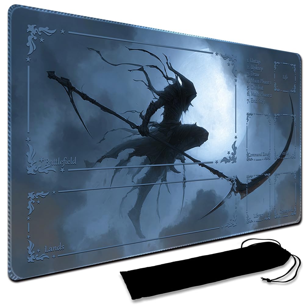 MTG Playmat,With Waterproof Storage black Bag Szie 60 x 35CM , With Zone MTG playmat Stitched Edges Game Play Mat Trading Card Game Playmats TCG Game Mat (With Zone,1)