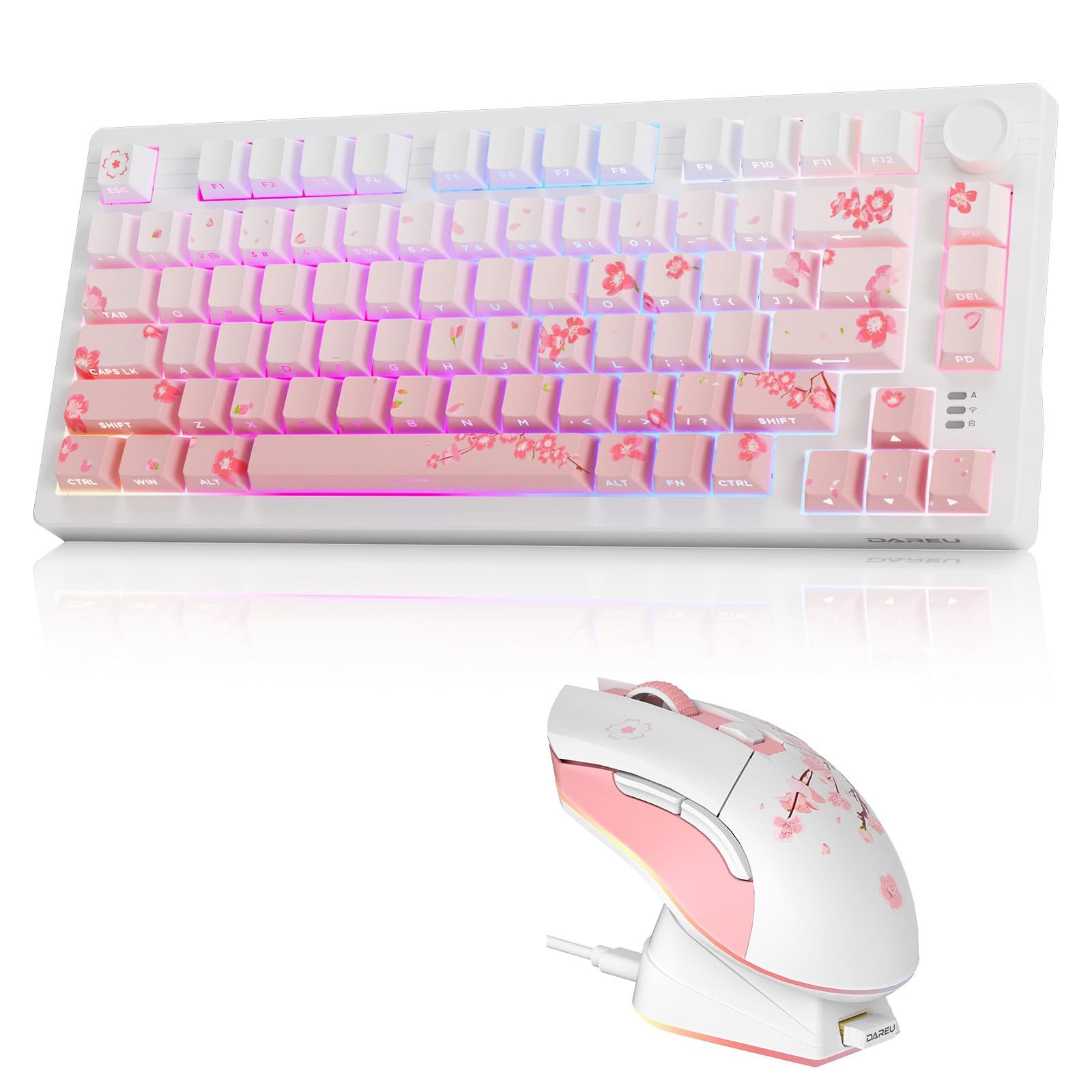 Amazon.com: DAREU EK75PRO Sakura Pink Wireless Mechanical Gaming
