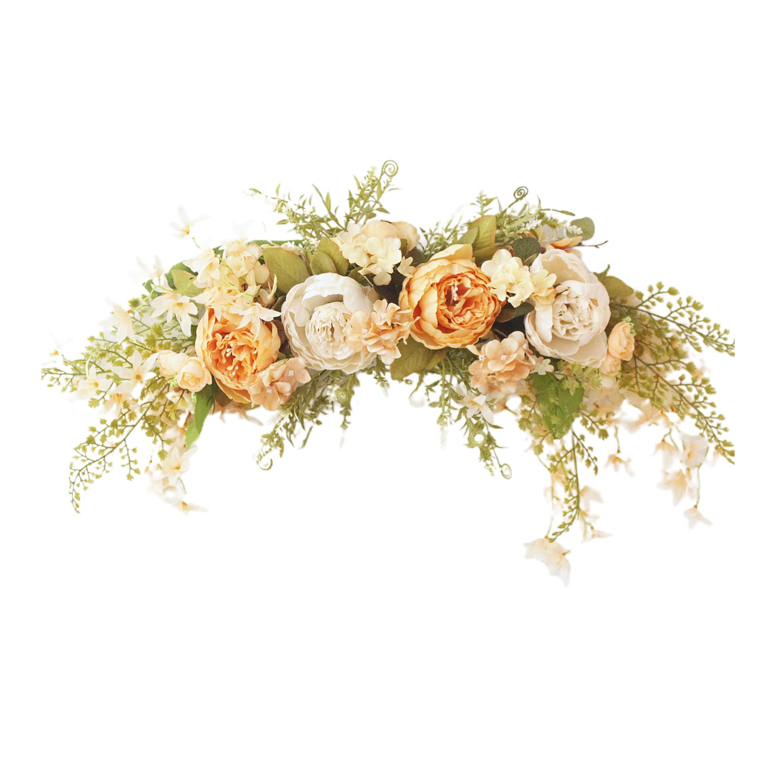 MISNODE Wedding Arch Flowers, 29.5 Inch Orange Peony Decorative Floral Swags, Artificial Floral Swag For Lintel, Wall Hanging Swag Decor With Fake Flower