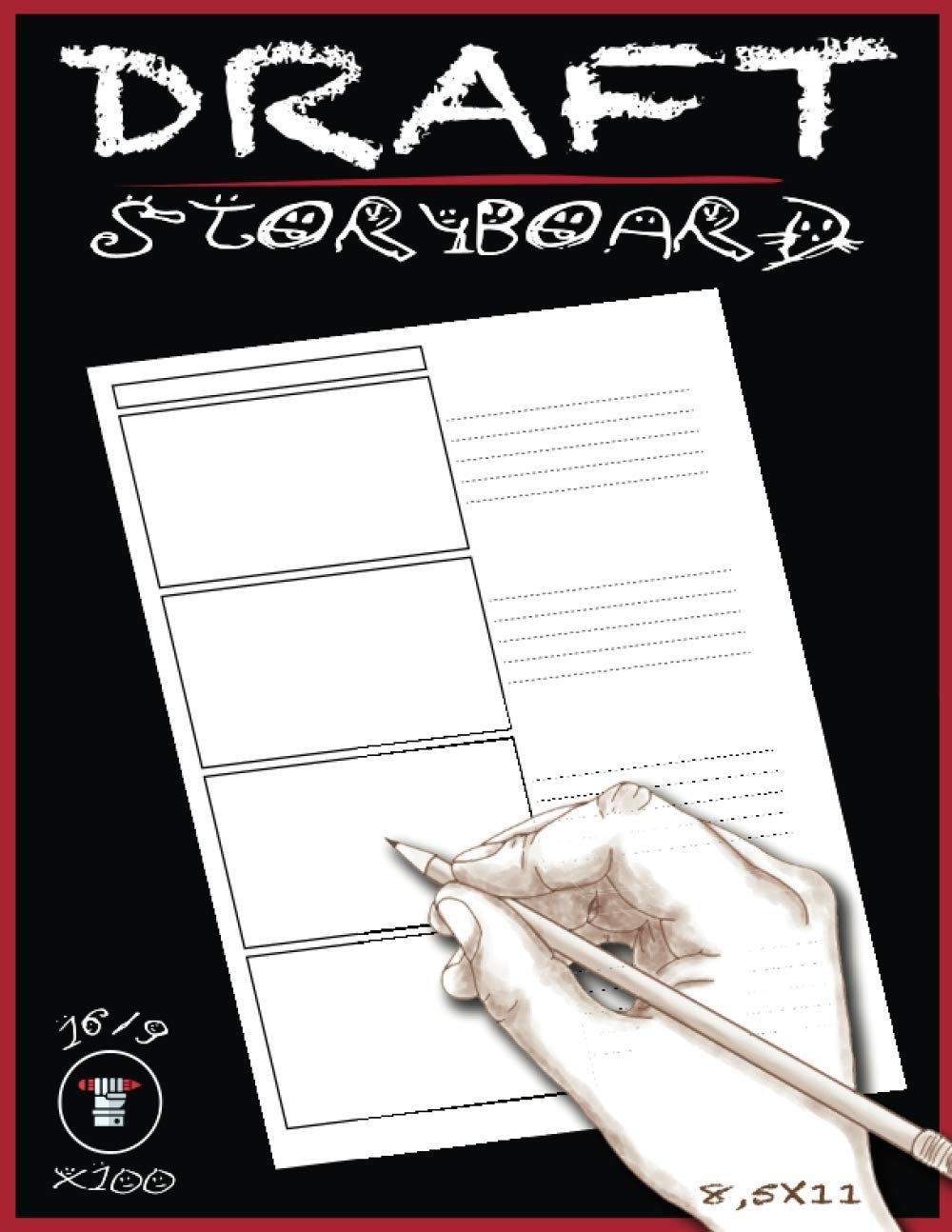 Buy Draft Storyboard Sketchbook: Storyboard Template 16/9 Panel 8 5 x