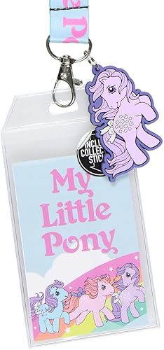 Miniatura 2 de Bioworld My Little Pony - Soporte para credencial de identificación reversible retro con dije de goma para poni y calcomanía coleccionable
