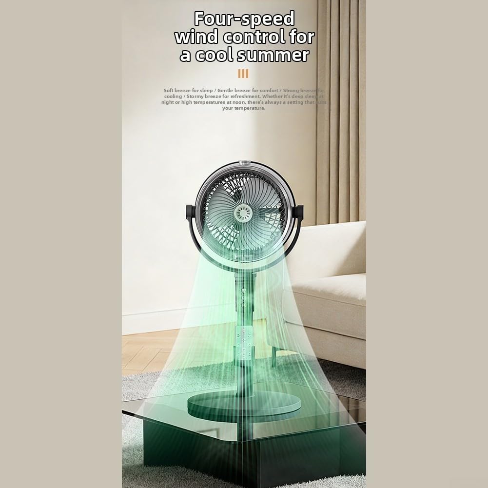 Ventilador de nebulización portátil para exteriores, temporizador de control remoto de oscilación de flujo de aire de 4 velocidades para el hogar, patio, viajes, patio (blanco)