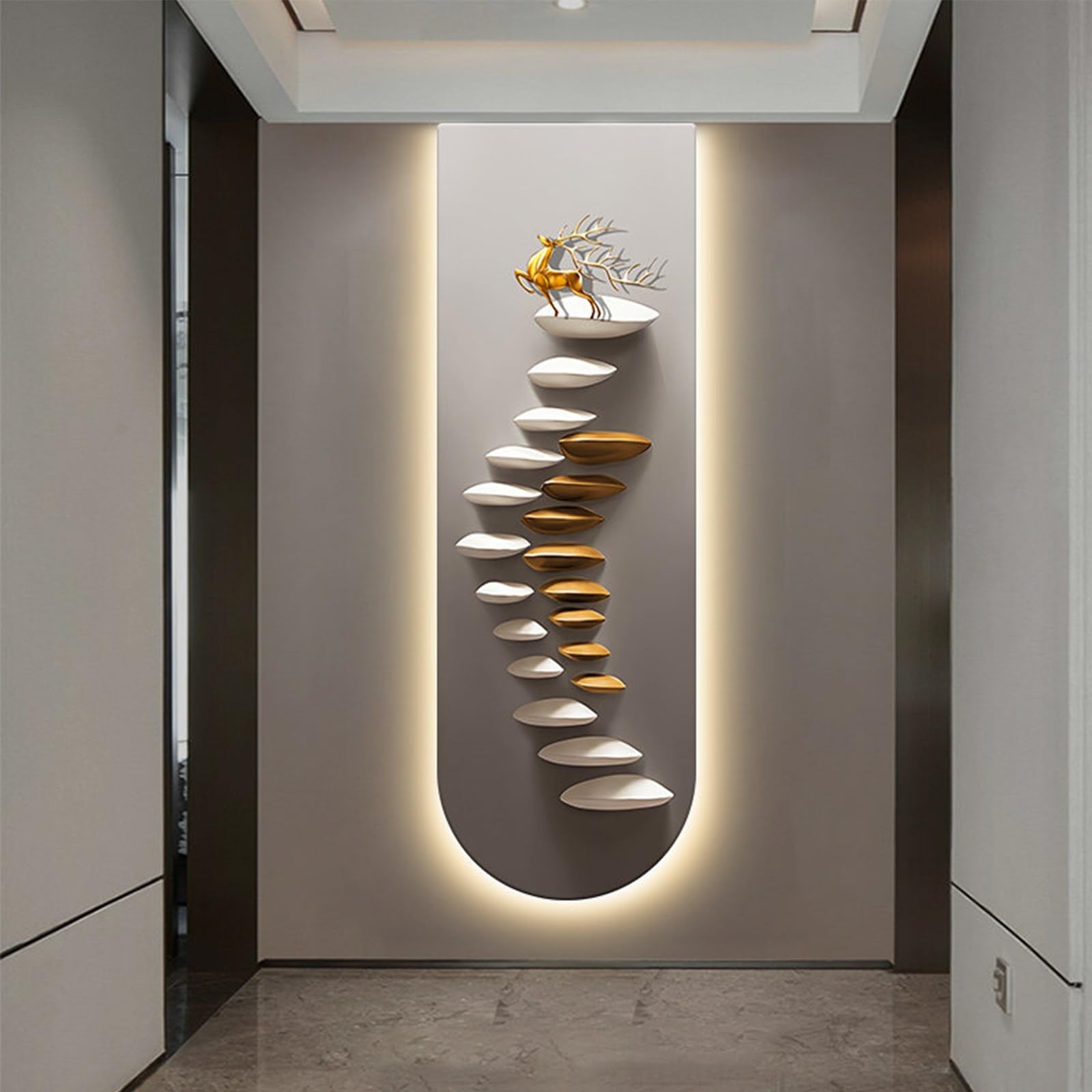PGZMDTWI 3D Wall Art with Crystal Porcelain, Lighted Sandstone Decor for Living Room Entryway Modern LED Wall Sculpture(BY2326,50 * 150cm 9.7 * 59.1in)