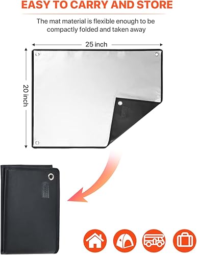 Miniatura 4 de Elayce Tapete para parrilla de barbacoa, multifuncional, resistente al calor y al agua, 20 x 25 pulgadas, lado plateado, tamaño ajustable para