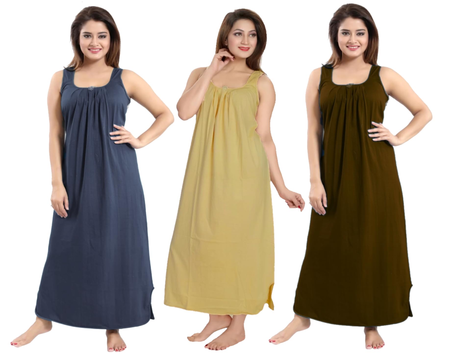 Full Length Women's Hosiery Cotton Fabric Long Nighty Slip/Camisole Slip/Night Wear Maxi for Women Pack of 3-image-27