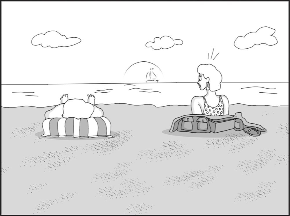 Sandori Strandtuch Beach Relaxer mit aufblasbarem Kopfkissen, das Frottee Strandlaken in der Farbe Streifen Blau Weiss hat die Maße 80x185cm