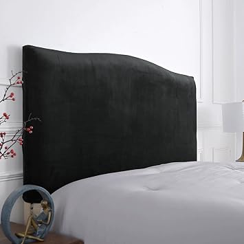 Velvet Bed Headboard Cover for Queen King Full Size,Stretch Headboard Slipcover Soft Dustproof Protector Cover Bed Head Cover for Bedroom7# Black,200cm79