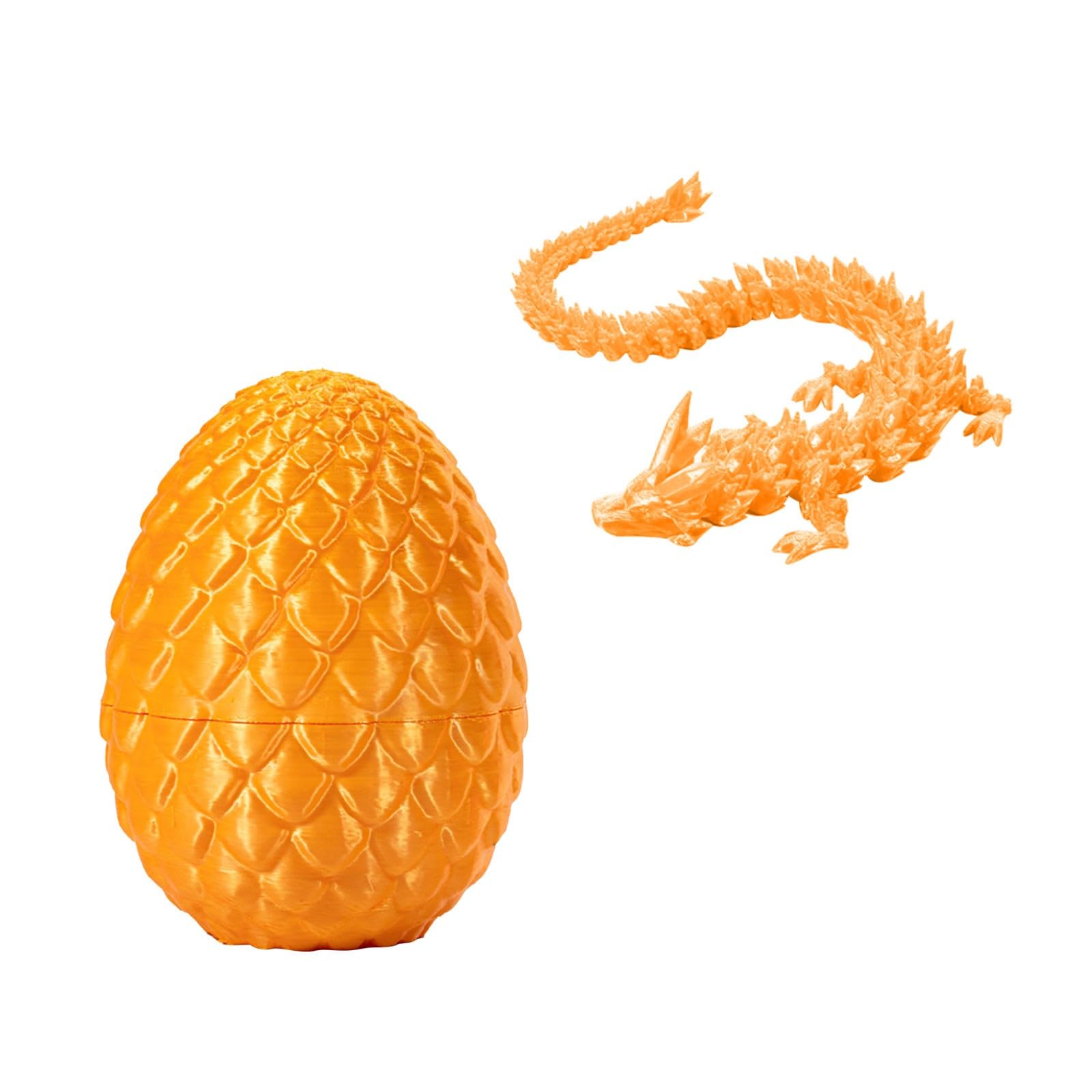3D Printed Dragon in Crystal Egg - Articulated Dragon Fidget Toy, Executive Desk Decor for Kids & Adults (Laser Yellow)