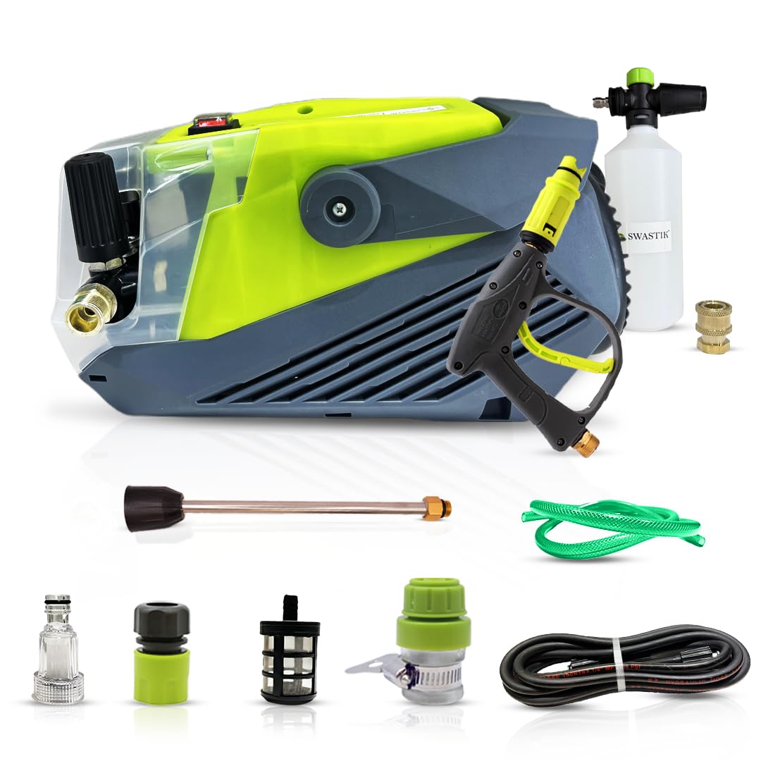 SWASTIK Pro 250 High Pressure Washer – 2400W, Pressure180 Bar, 12 L/min Flow Rate | Adjustable Pressure | 10m Hydraulic Hose | 1L Foam Bottle with Brass Connector-Green-image-11