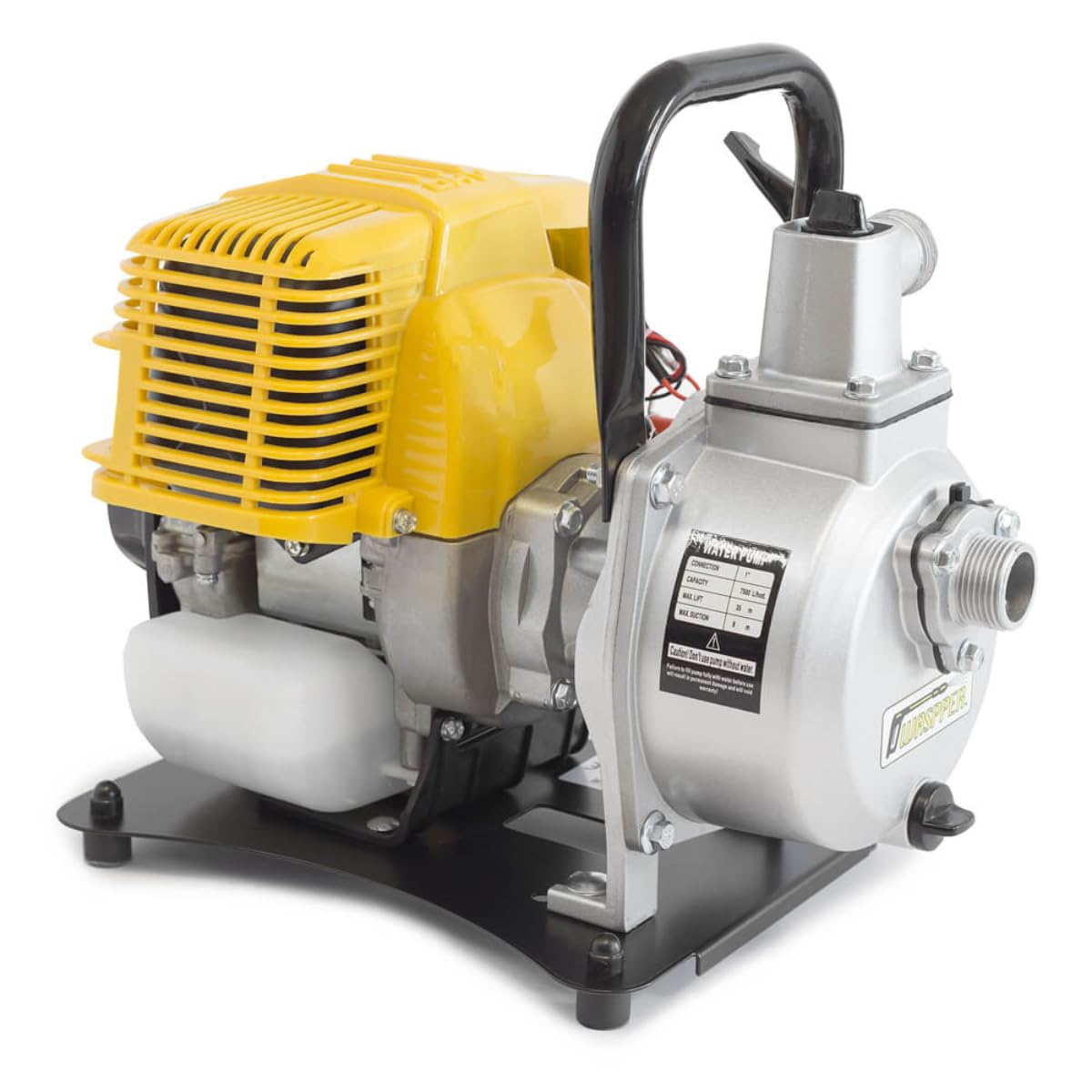 Pompa Acqua a Benzina 7500 L/h, Motopompa per Acqua Pulita con Prevalenza 35 m e Aspirazione 8,5 m, Motore 4 Tempi 1 HP, Pompa Portatile per Irrigazione Giardino e Svuotamento Cantine – Waspper PC107