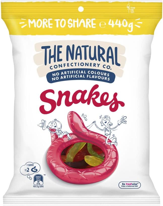 The Natural Confectionery Company Snakes, Jumbo Size, 520g