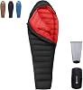 Daunenschlafsack Winterschlafsack gefüllt mit 650er Entendaunen. RDS-Zertifiziert. Geeignet für Temperaturen von 8 °C bis -30 °C ideal zum Campen und Bergsteigen.