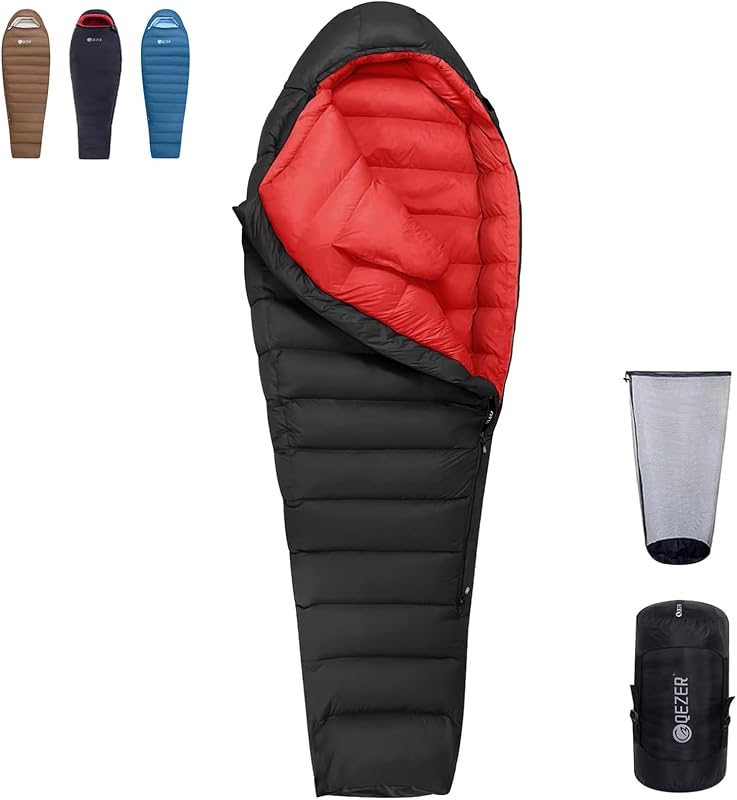 QEZER 650-es Lúdtoll Téli Hálózsák -30°C-ig, Kempinghez és Hegymászáshoz