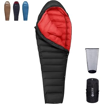 Down sleeping bag hibernation bag filled with 650 duck down. RDS certified. Suitable for temperatures from 8  C to -30  C ideal for camping and mountaineering.