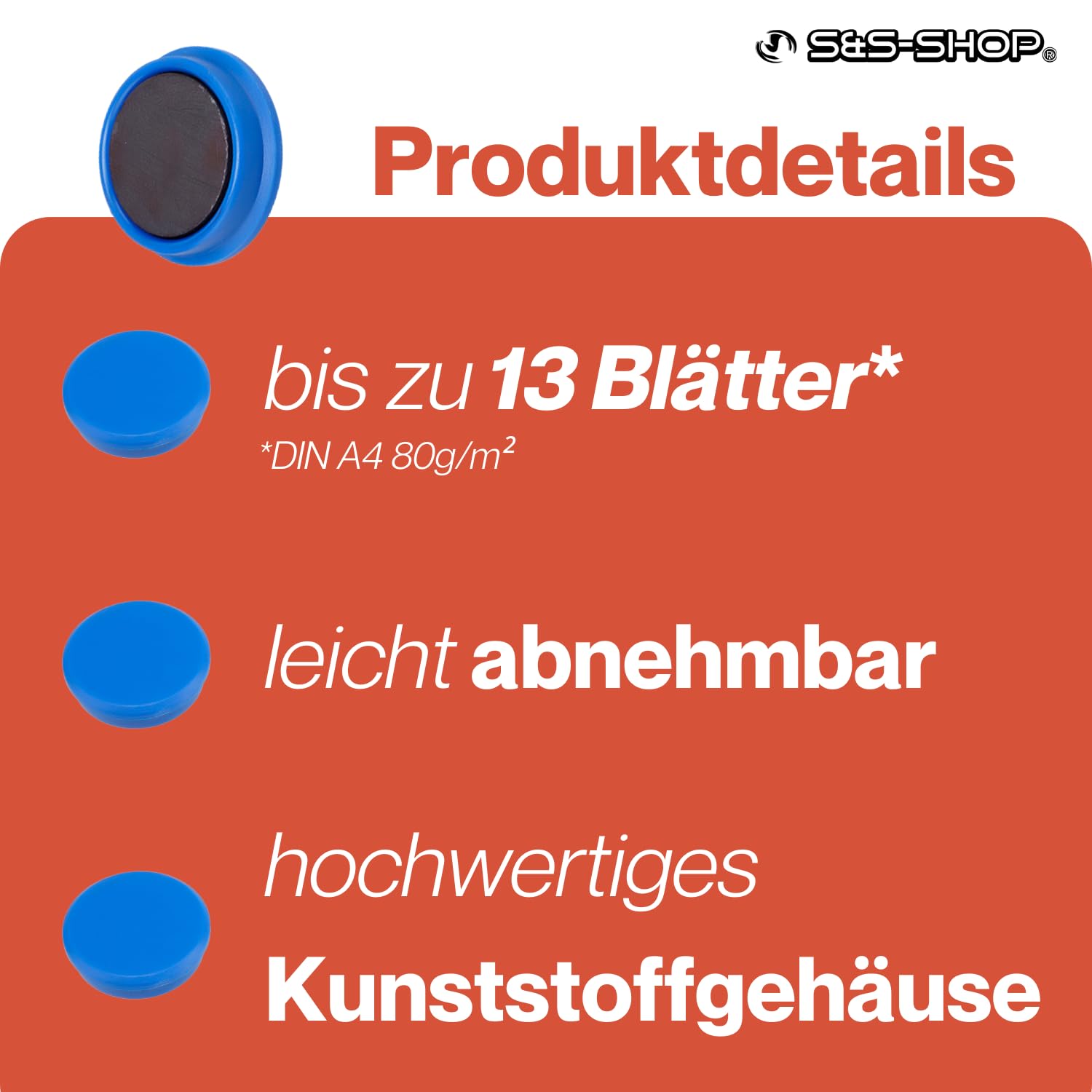 Produktbild von 20 Pinnwandmagnete D25x7 Mm – Schwarz, Ferrit – Für Büro, Kühlschrank & Tafel