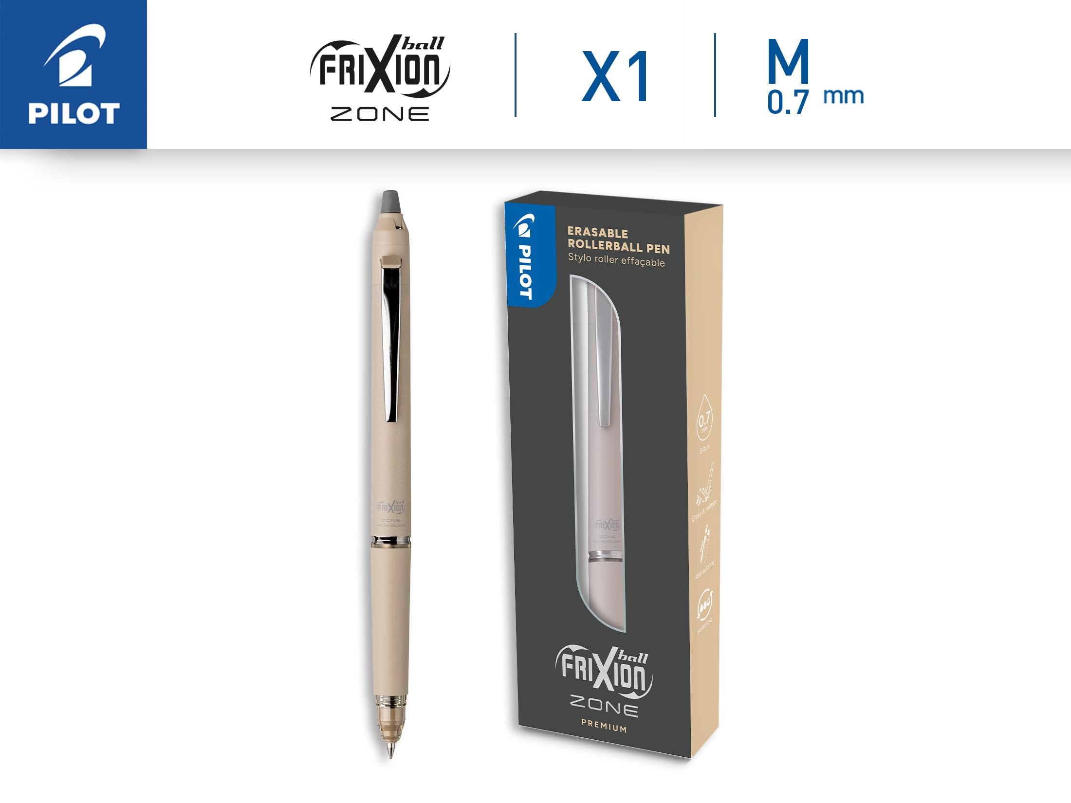 PILOT, Frixion Ball Zone Beige in Gift box, Premium erasable retractable pen with thermosensitive ink - Image 2