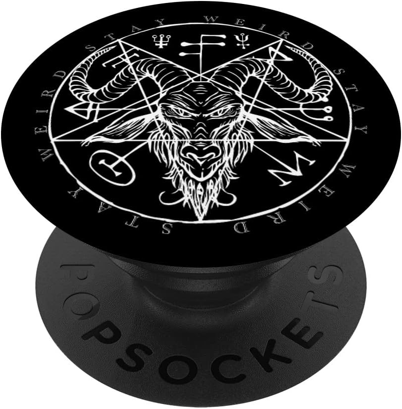 Stay Weird Occult Baphomet Satanic Goat Head Stay Weird PopSockets Swappable PopGrip, Black