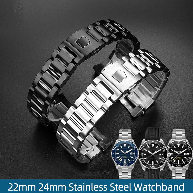 Bracelet de montre EZZON 22 mm en acier inoxydable pour montre style Tag Heuer Carrera