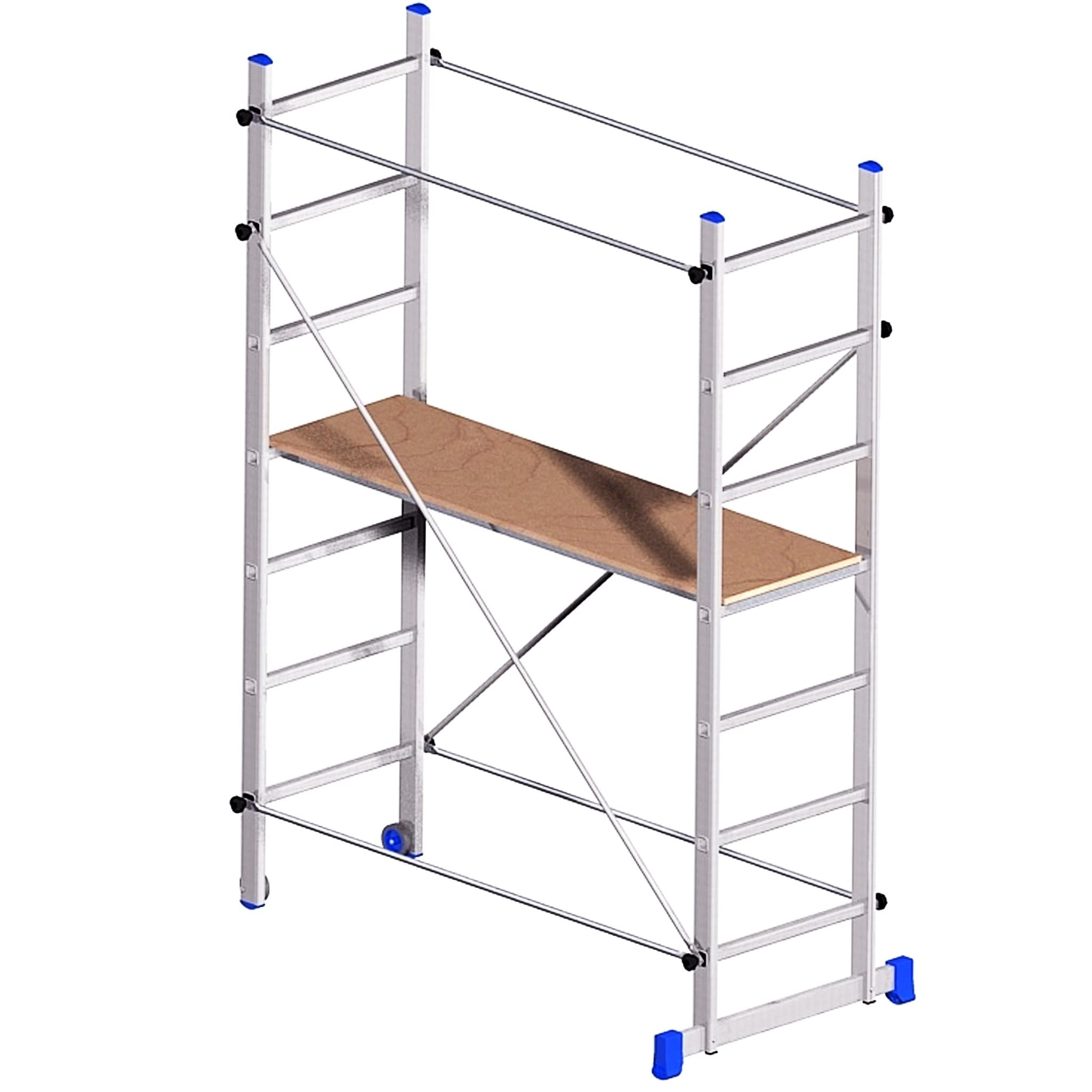 Bricoloco Andamio de Aluminio Profesional con Plataforma y Base antivuelco. Andamio Escalera de peldaños Antideslizantes.