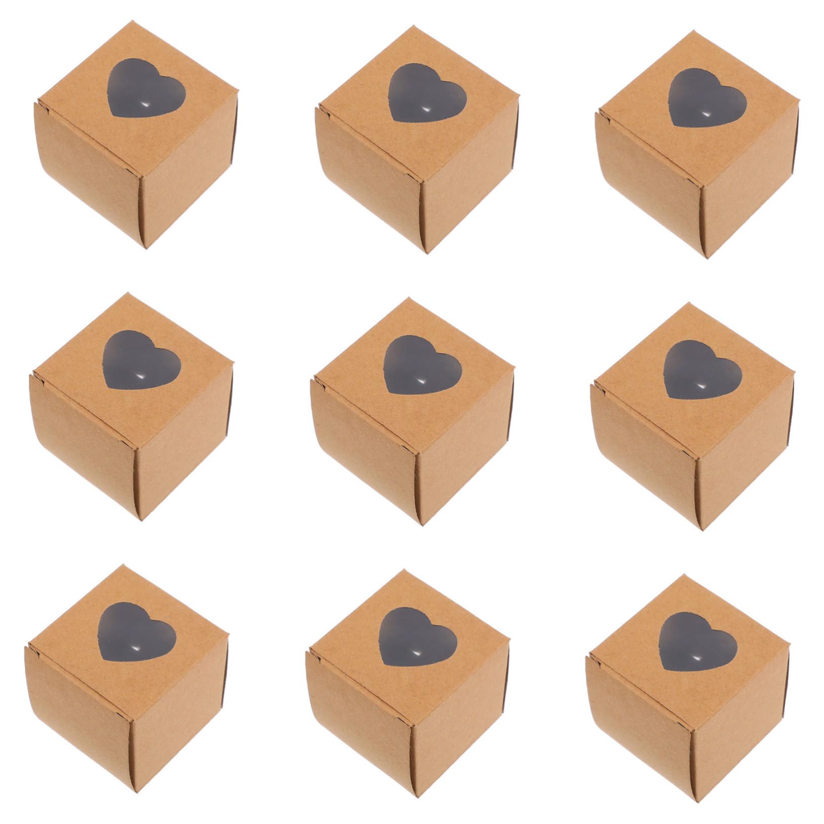 Cajas de Dulces de Papel Marrón Ventana Corazón, 100 Piezas