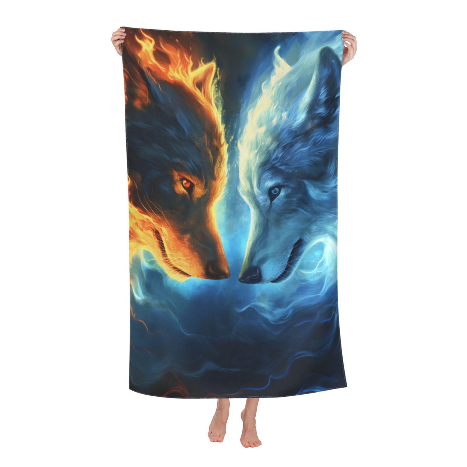 HLBSDM Wolf Beach Towel 31inx51in Aniaml Sand Free Microfiber Bath Towel Ultra Soft Quick Dry Pool Towel Absorbent Towel Lightweight Towel for Swimming Bathroom Decor