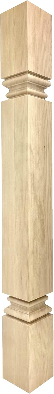 Square Meridian Double End Turned Island Leg - 34 1/2 Tall x 3 1/2 Wide (Hard Maple) (1 Leg)
