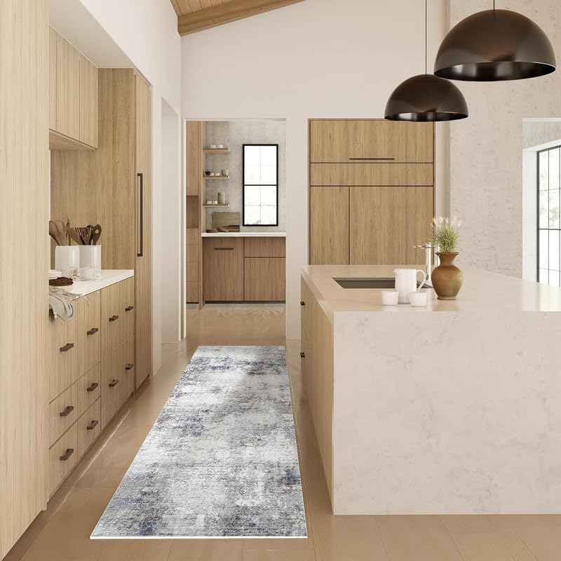 Machine Washable Runner Rug for Kitchen: 2'x6' Hallway Runner Rug Stain Resistant Non Slip Abstract Floor Rug with Rubber Backing Non Shedding Soft Carpet Runners for Indoor Entryway Bedroom Bedside