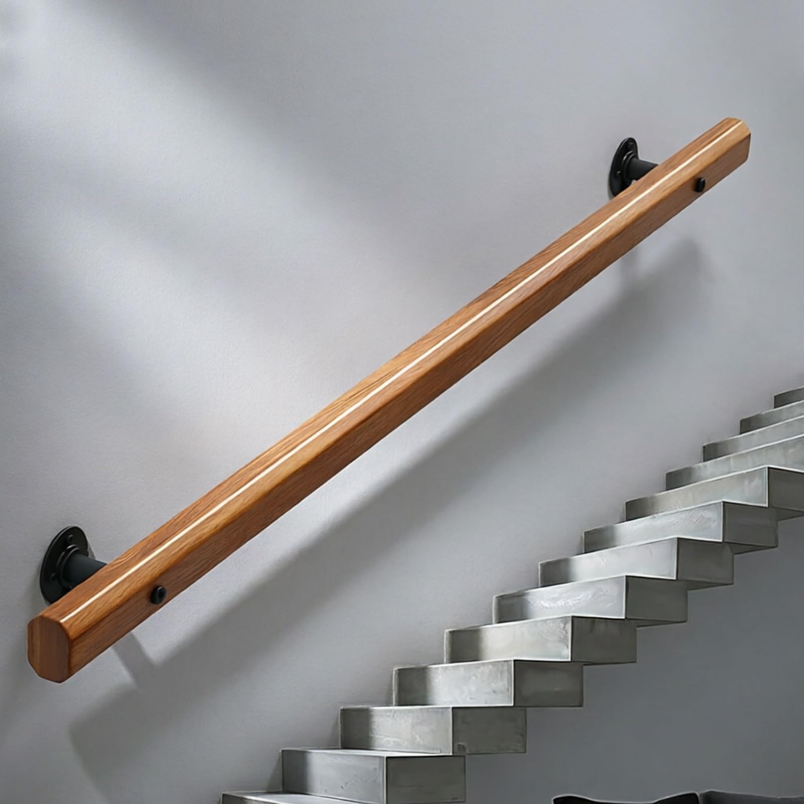 DMCHENGMA Solid Wood Step Handrail - Complete Mounting Kit for Safe Walking Handle, Barrier-Free Staircase Banister(14ft/420cm)