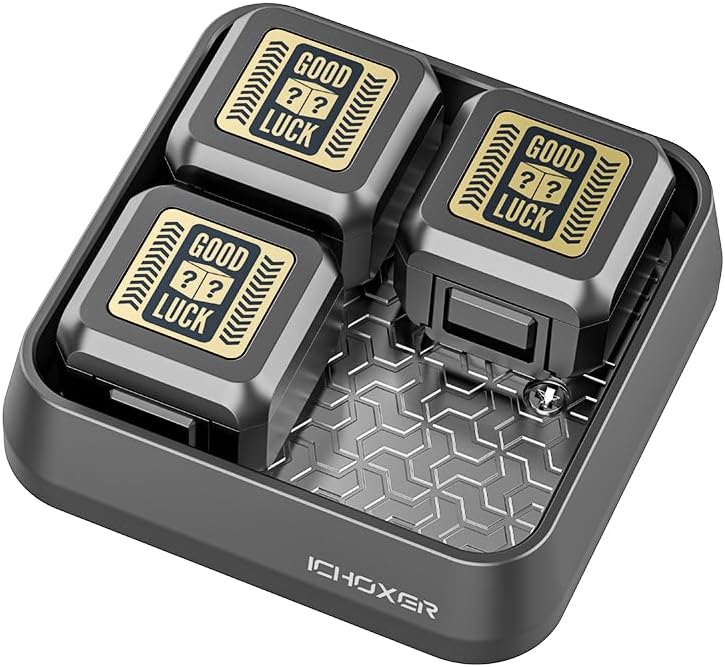 Fidget Slider Blocks Fidget Toys, 3-Compartment Mystery Box with 6 Dice, Sensory Fidget Toys for Adults, Stress Relief and Improved Focus