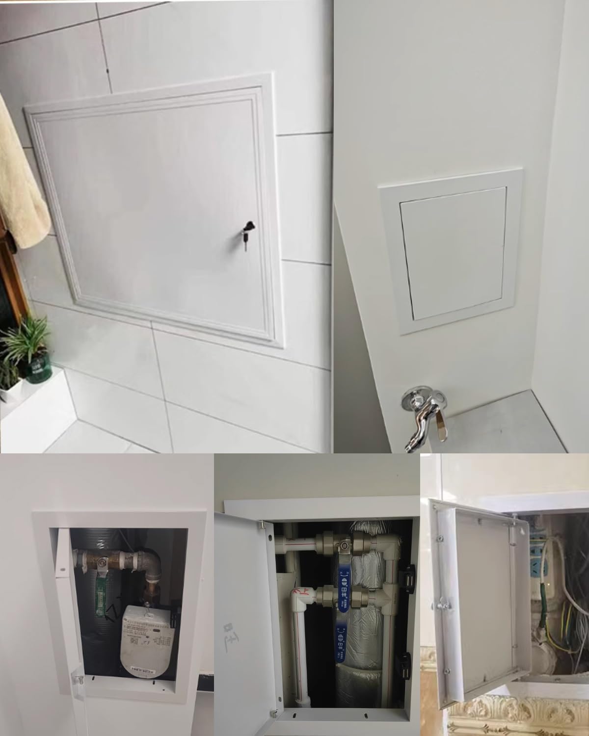 Lockable Bathroom Access Panel for Shower Valve - Decorative Water-Resistant Utility Inspection Cover (20.8x20.8in / 52x52cm) - Durable Electrical Box Plate for Easy Access