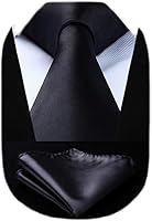 HISDERN Men's Solid Color Satin Necktie & Pocket Square Set - Classic Formal Tie for Wedding Business with Gift Box