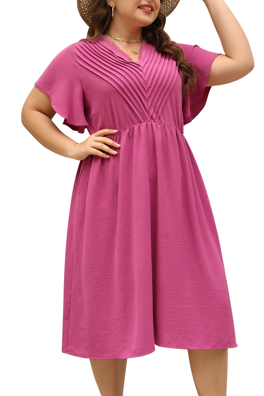 Keluummi Plus Size Dresses for Women, Summer Casual Midi Wedding Guests ...