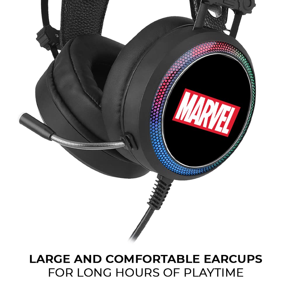 Ert Group Cuffie da gioco con microfono, Cuffie LED con archetto regolabile Modello Marvel originale e con licenza ufficiale Marvel 001