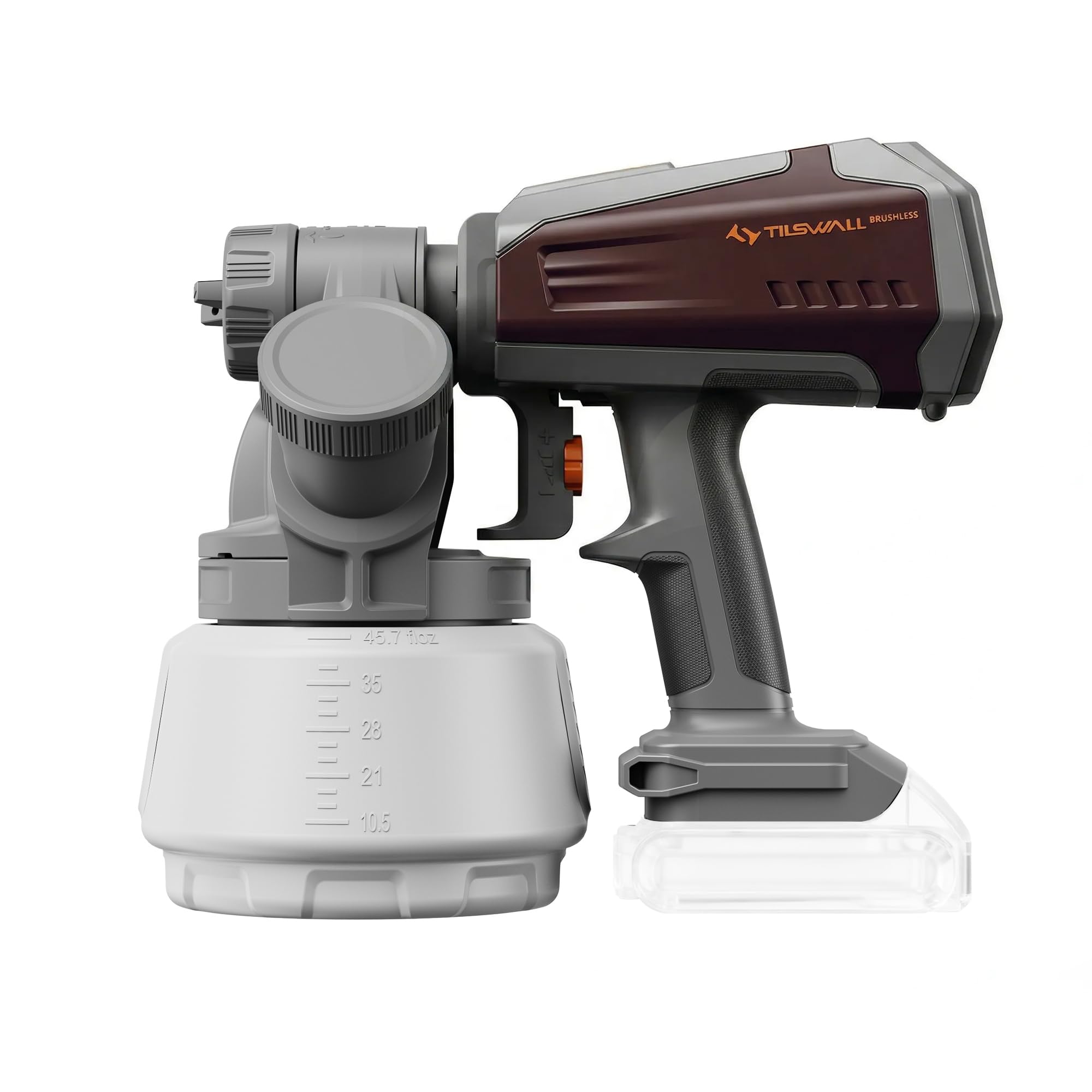 Tilswall Elektrische Farbspritzpistole, kompatibel mit Makita 18V Akku (ohne Akku), Akku Farbsprühsystem mit bürstenlosem Motor, innovativer seitlichem Farbbehälter, Geeignet zum Sprühen von Möbeln