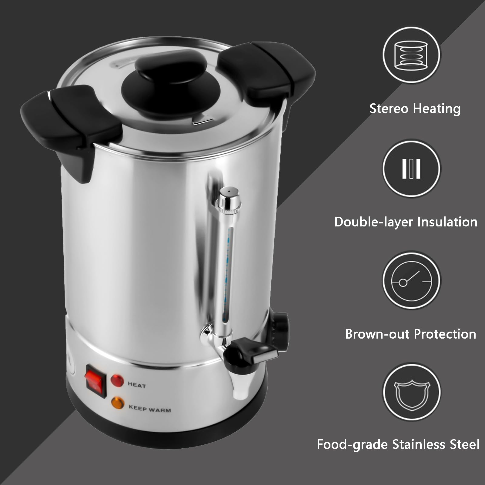 BINELUCOLU Coffee Urns, 50 Cups 8L/2.11gal Stainless Steel Commercial Percolator Coffee Maker Hot Water Urn Hot Beverage Dispenser for Catering…