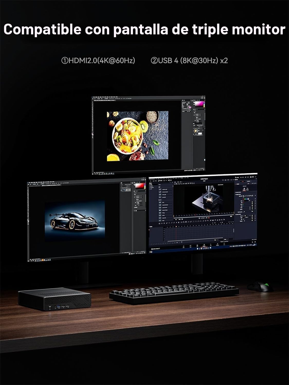 MINISFORUM MS-01 Mini Workstation Intel Core i5-12600H (vPro Enterprise) Mini PC, 2X 10Gbps SFP+/2X 2.5G RJ45/2x USB4/HDIM/1x Ranura PCIe4.0x16/Soporte para 3X M.2 2280/22110/U.2 SSD, sin RAM/SSD
