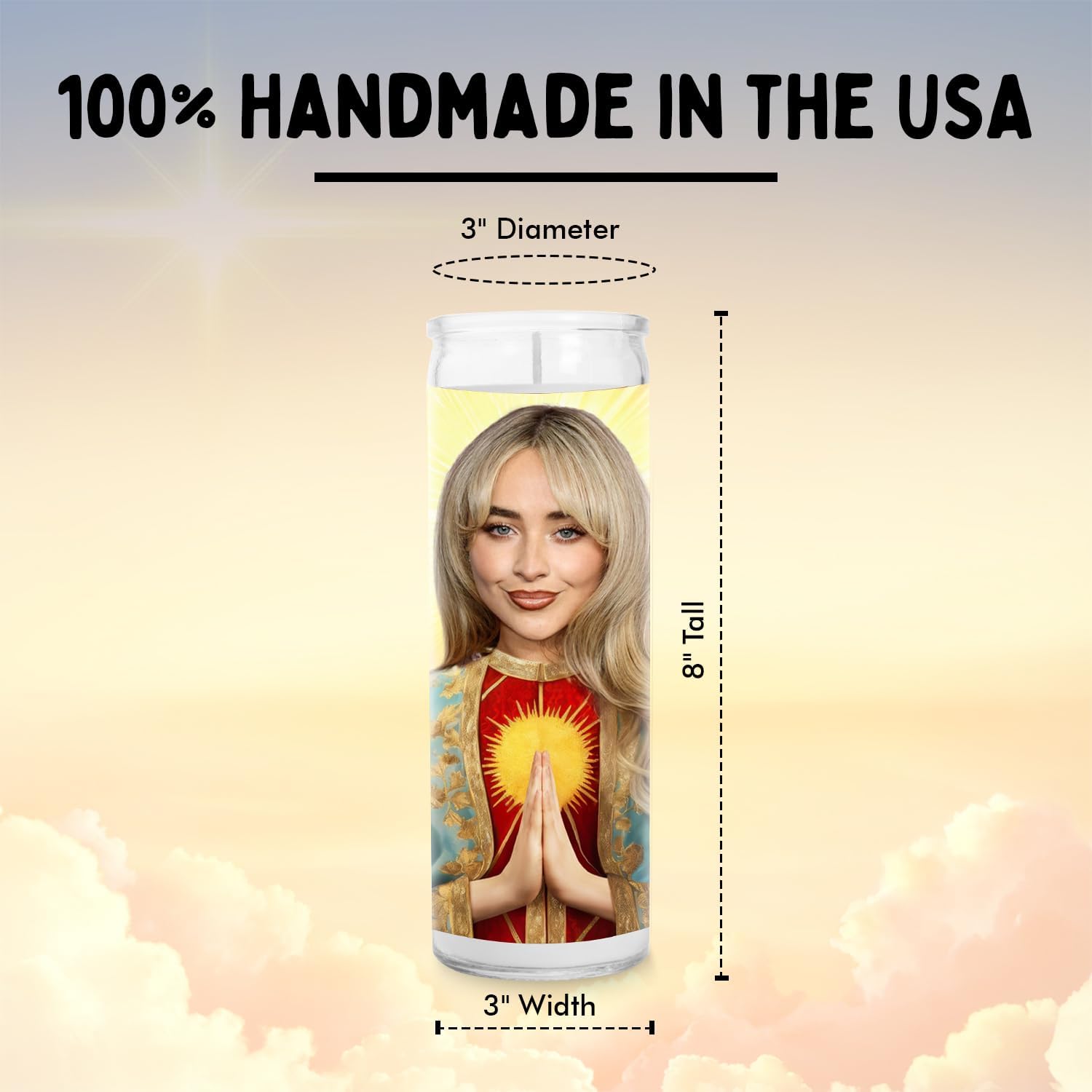 Sabrina Celebrity Funny Candle – Unscented Handmade Soy Wax Votive Candle – Unique Gift for Music Fans, TV Shows & Movie Lovers – Home Decor Collectible for Living Room & Office – 8 Inch