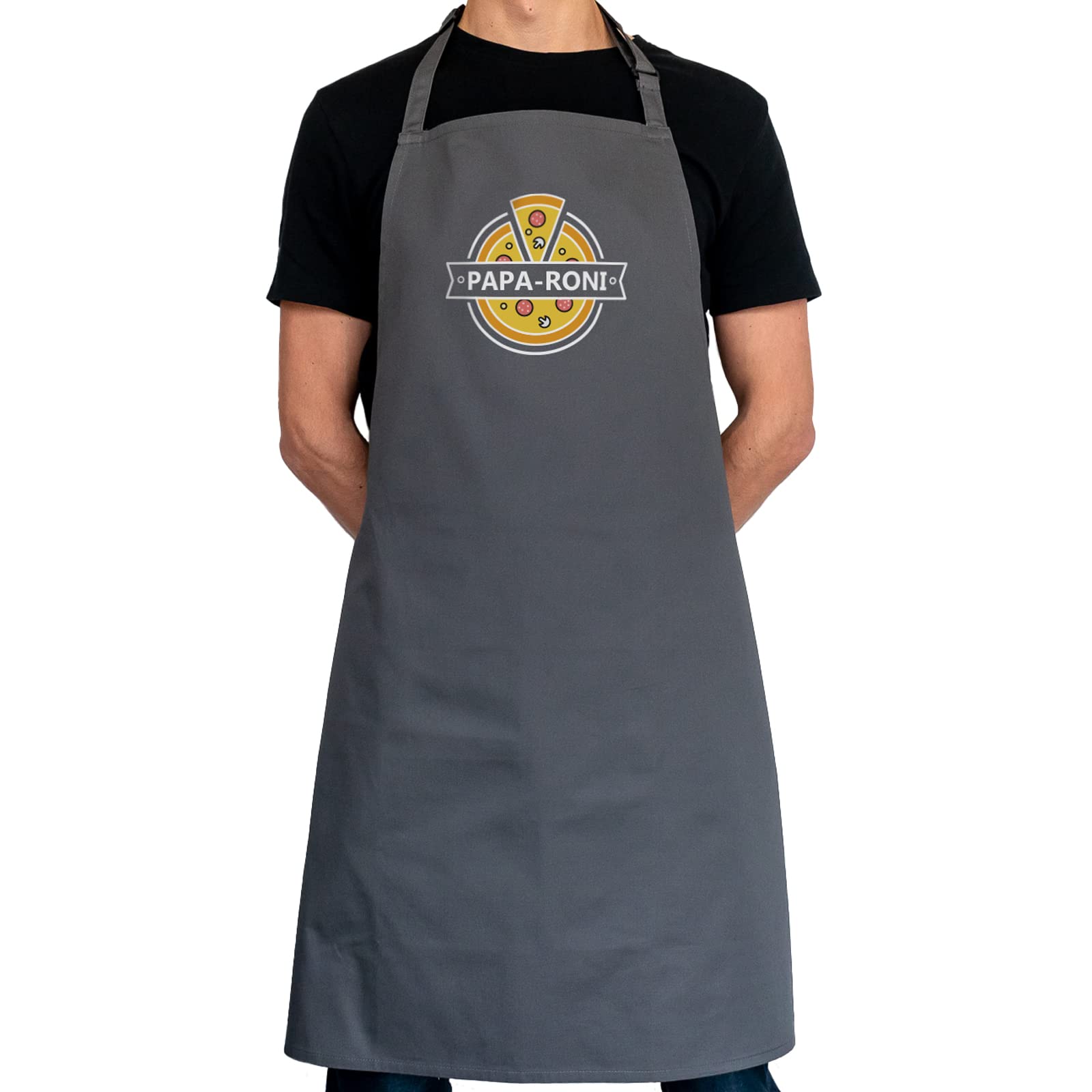 Stickerscape Men's Paparoni Pizza Apron | Pizza Adults Apron For (Black) | Gifts For Fathers Day, Birthday Or Christmas | Pizza Accessories For Dad
